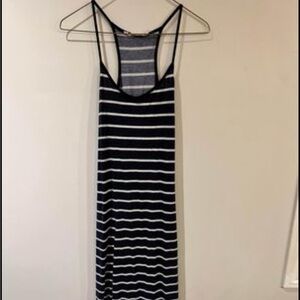 Navy blue striped maxi dress